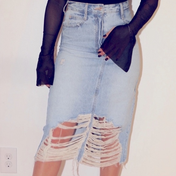 COPY - Denim Midi Skirt - Picture 3 of 5